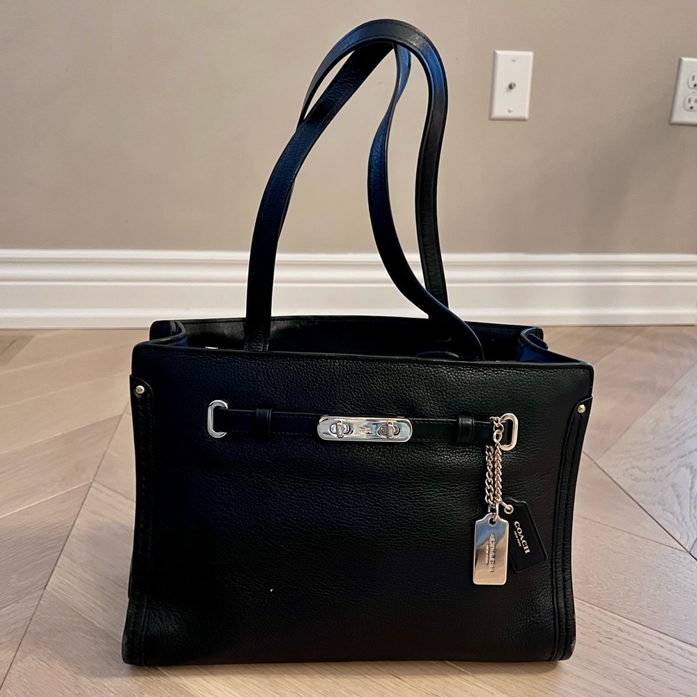Coach Black Shoulder Bag with light gold Hardware